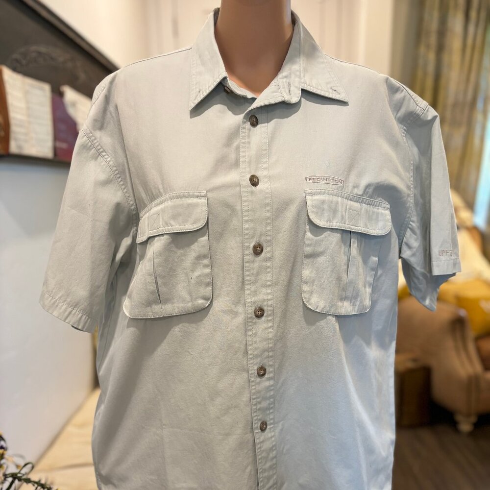 REMINGTON'S MEN'S L, COTTON/POLYESTER BLEND BUTTON-DOWN SHORT-SLEEVE SHIRT